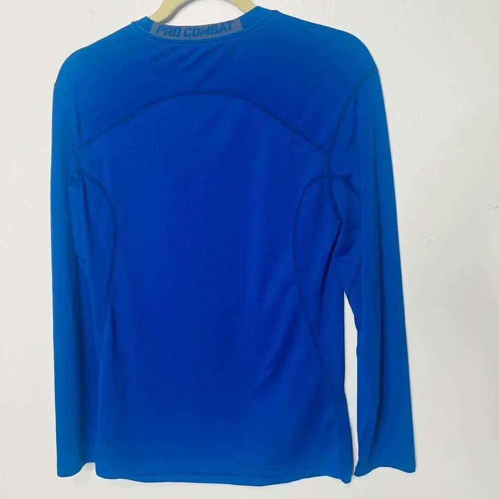 Nike Pro Combat Dri-Fit Fitted Royal Blue Longsleeve Shirt Mens Small